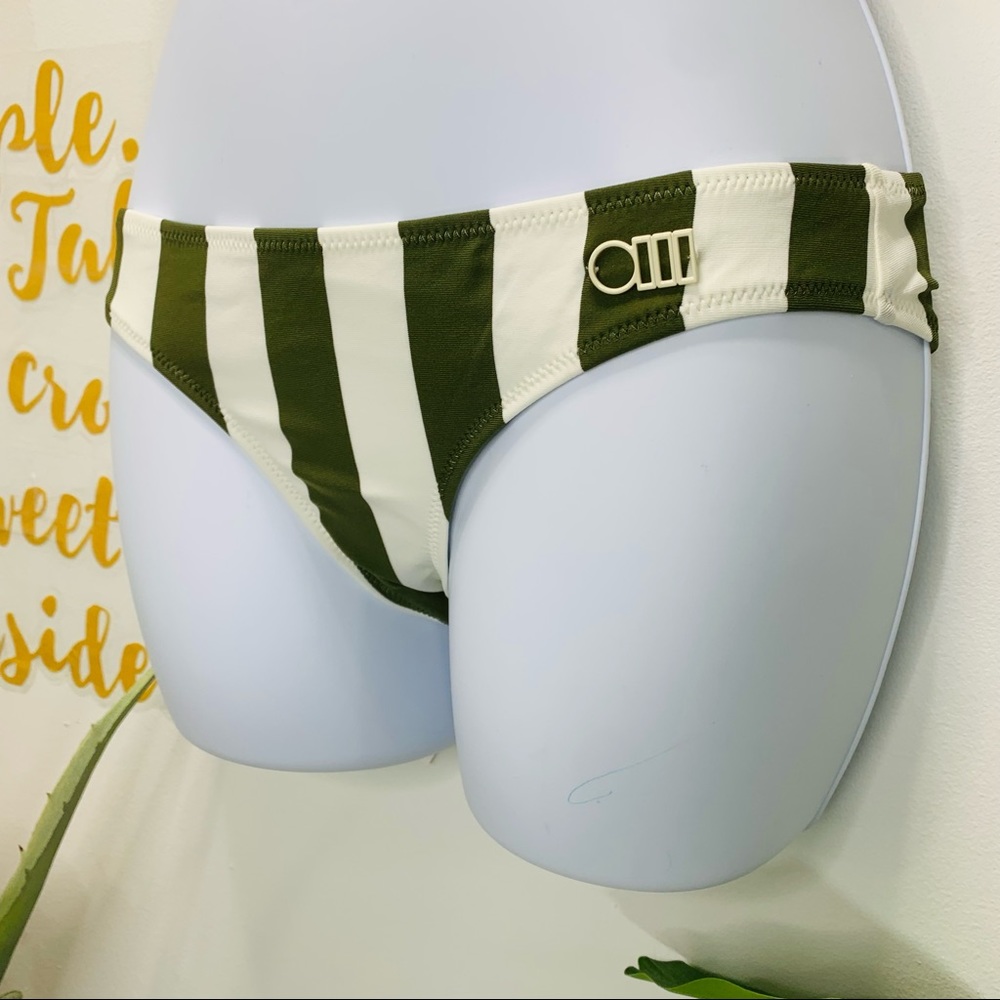 SOLID & STRIPED The Elle Bikini Bottom Olive Green White Stripe Swim Sma… - Picture 4 of 14